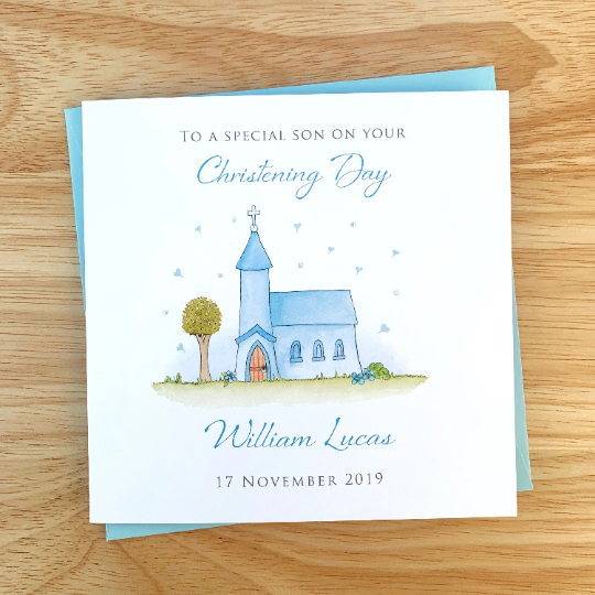 Personalised Christening Card  Son, Grandson, Godson, Nephew